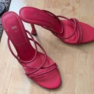 Zara Women's Pink Heeled Sandals